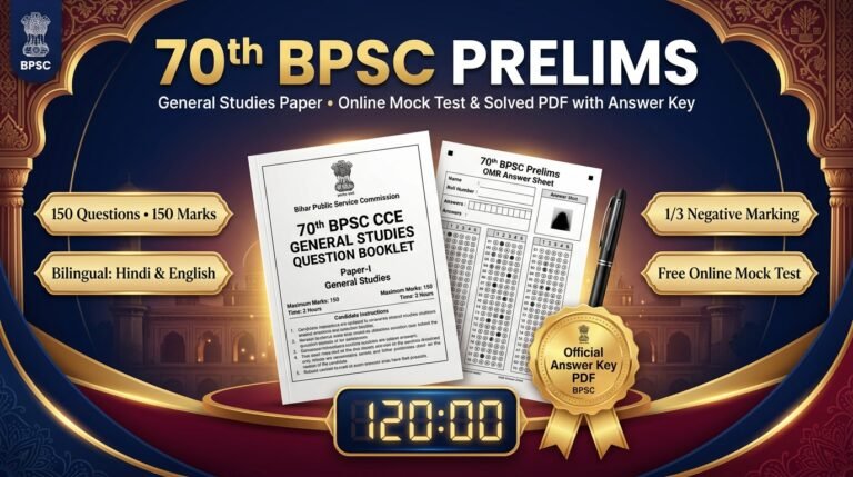 70th BPSC Prelims Question Paper with Answer Key PDF & Online Mock Test