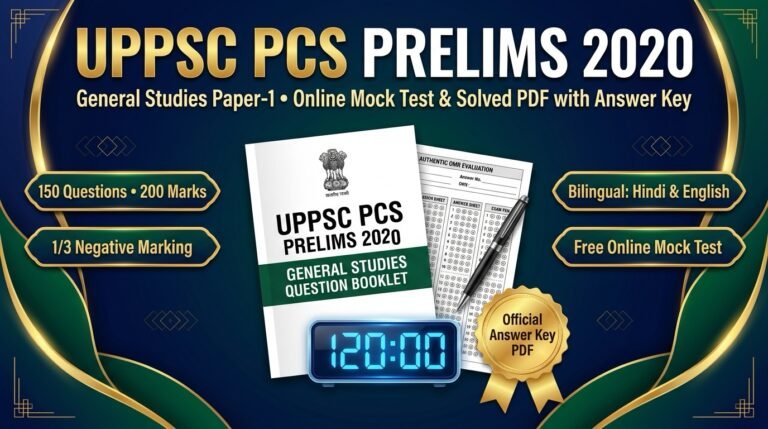 UPPSC PCS Prelims 2020 Question Paper PDF with Answer Key